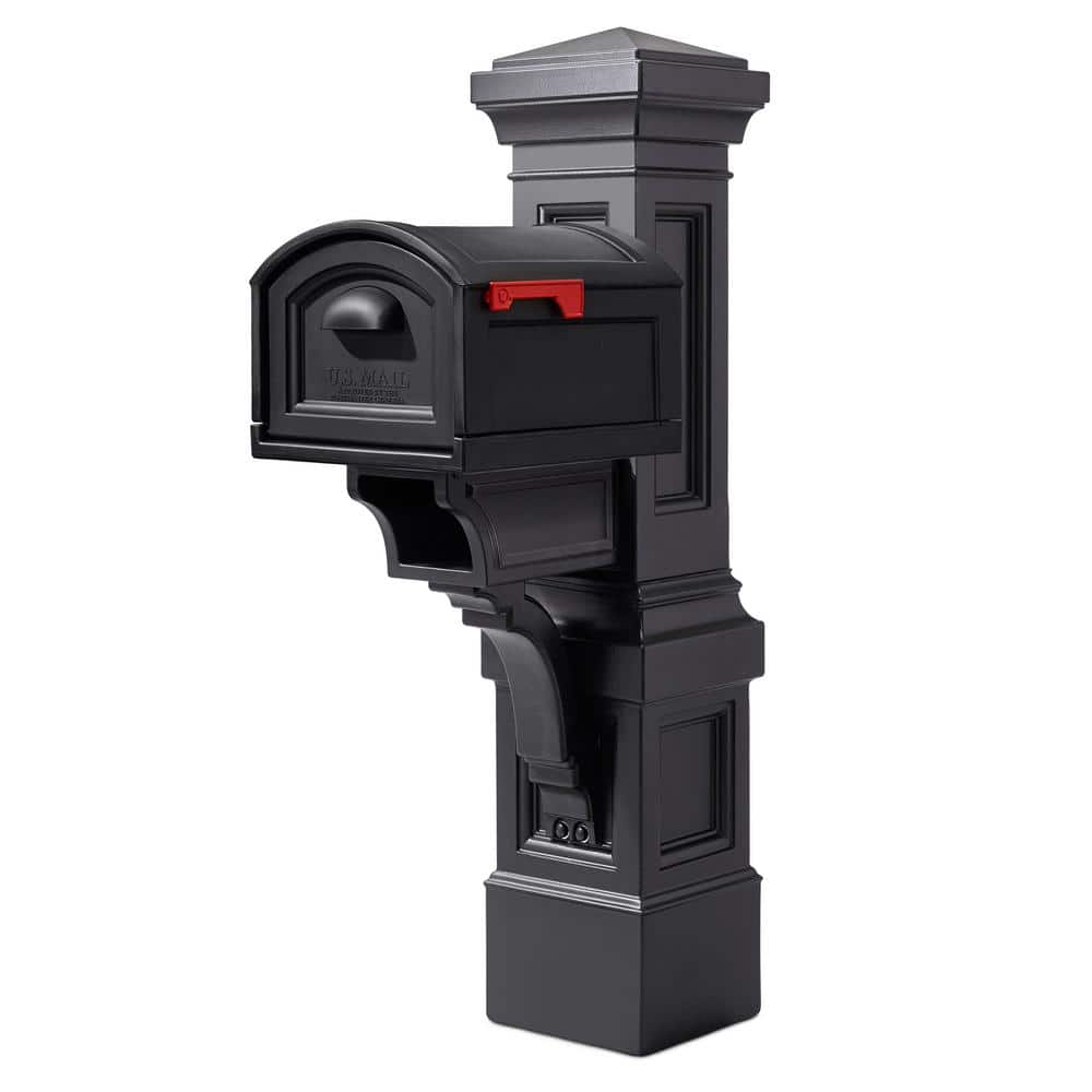Step2 Atherton Grand Resin Overpost Extra Large Black Onyx Mailbox and Black Onyx Mail Post Combo