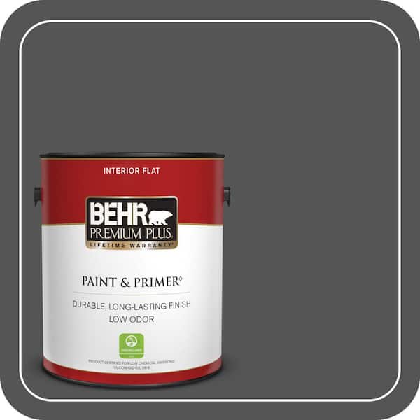 BEHR PREMIUM PLUS 1 gal. #PPU25-01 Carbon Copy Flat Low Odor Interior Paint & Primer (2)