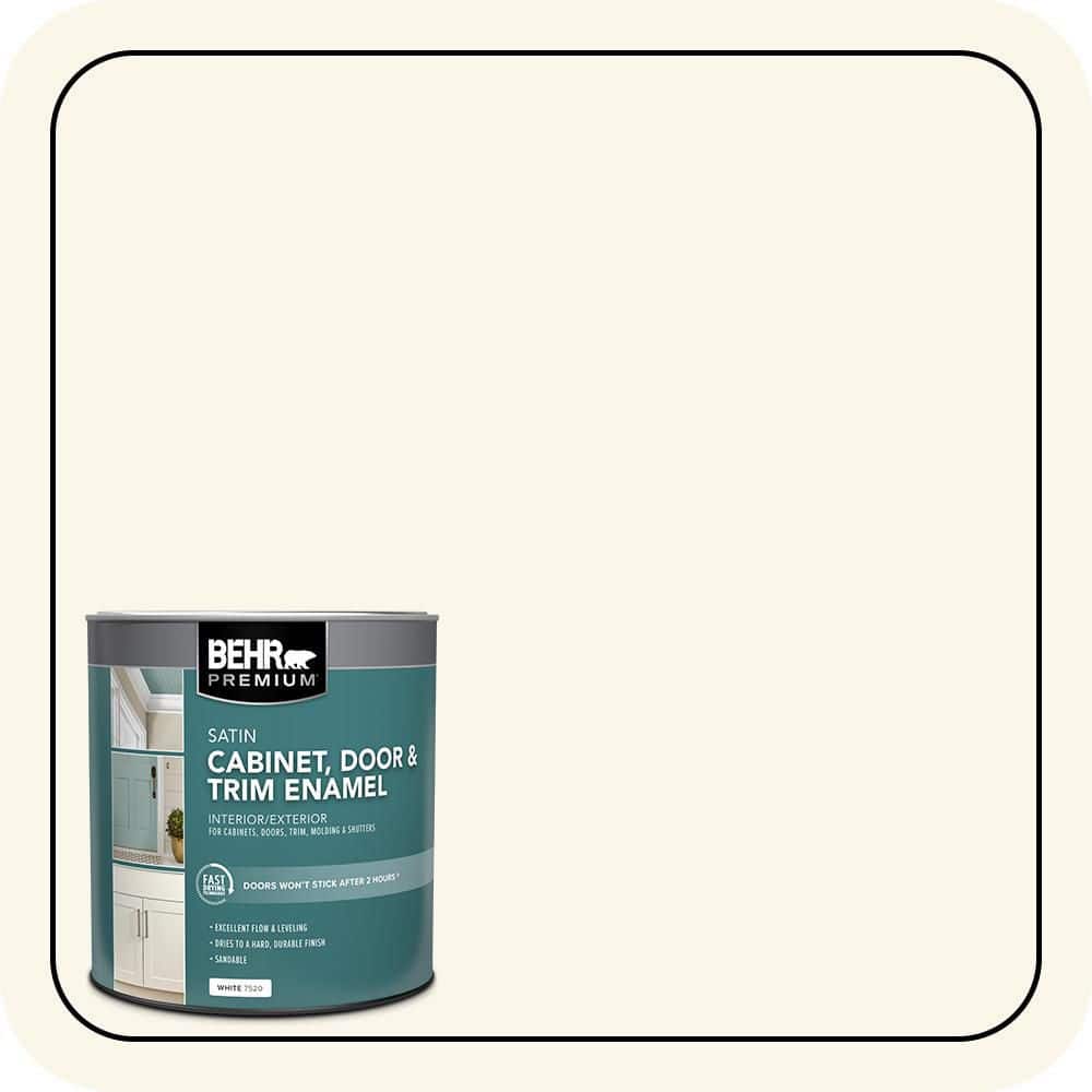 BEHR PREMIUM 1 qt. #OR-W15 Sleek White Satin Enamel Interior/Exterior Cabinet, Door & Trim Paint