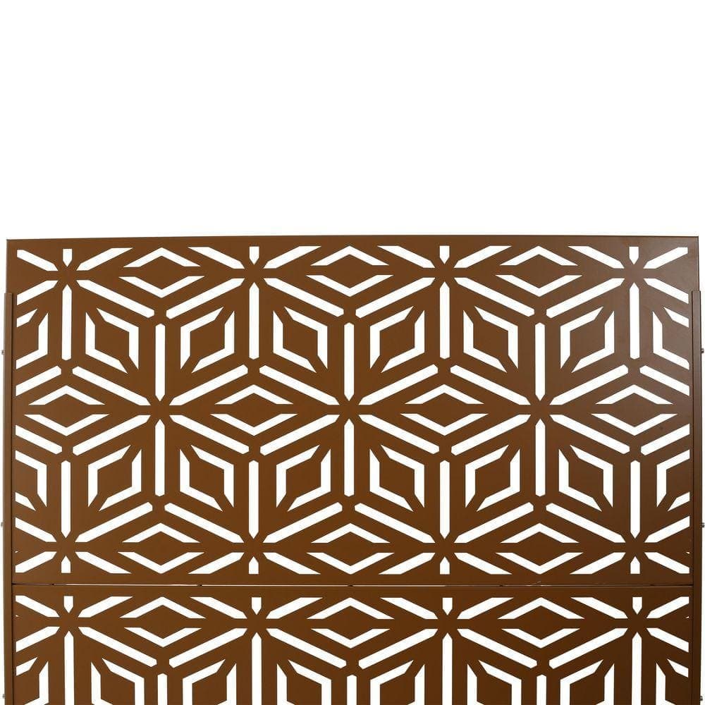 Unbranded Outdoor and Indoor 6.3 ft. x 4 ft. Freestanding Decorative Privacy Fence Screen Brown Metal for Garden Fence (3)