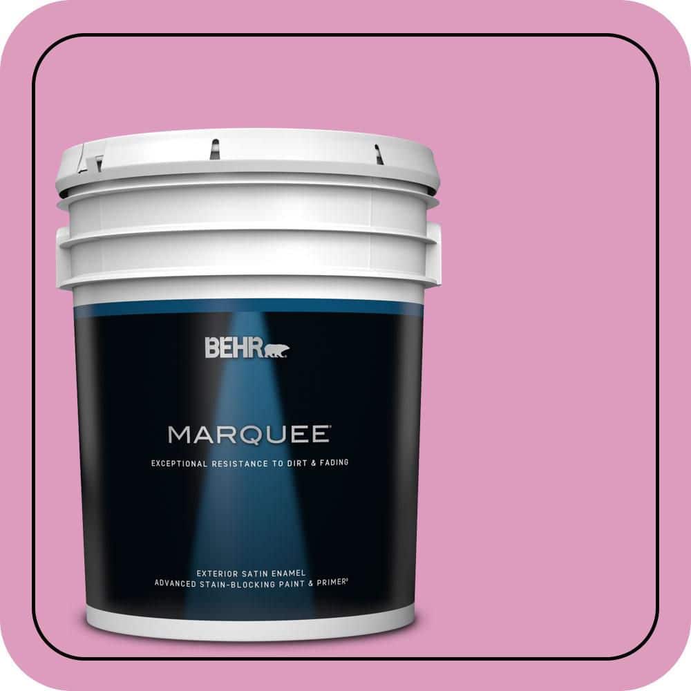 BEHR MARQUEE 5 gal. #690B-4 Pink Begonia Satin Enamel Exterior Paint & Primer