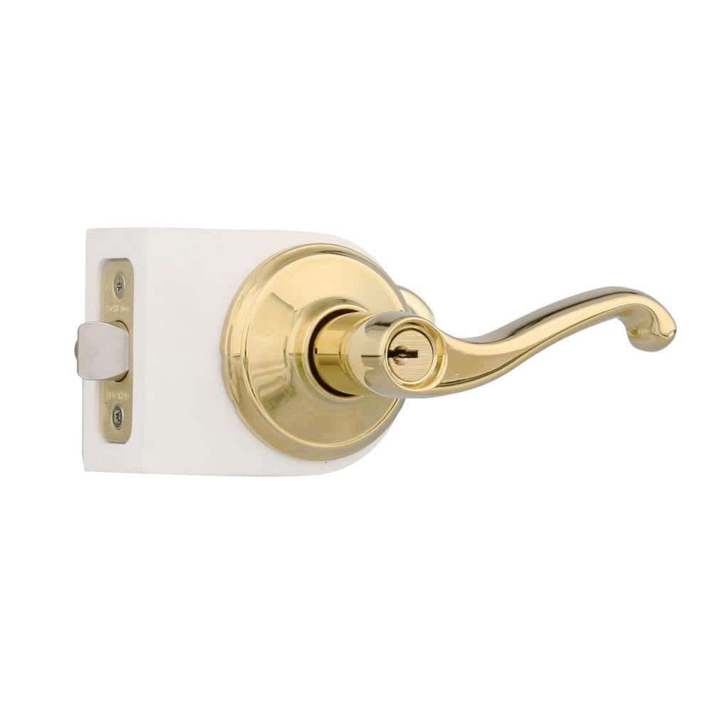 Schlage Flair Bright Brass Classic Keyed Entry Door Handle (3)