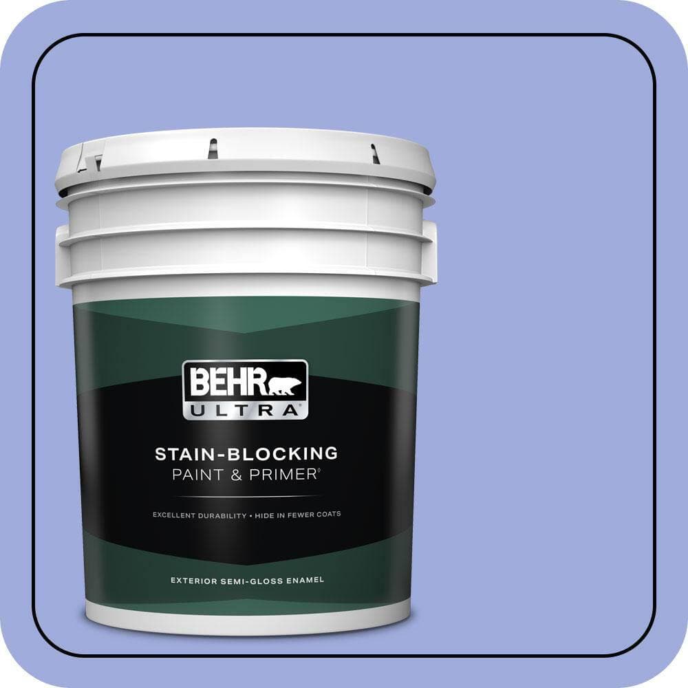 BEHR ULTRA 5 gal. #P540-4 Lavender Sky Semi-Gloss Enamel Exterior Paint & Primer