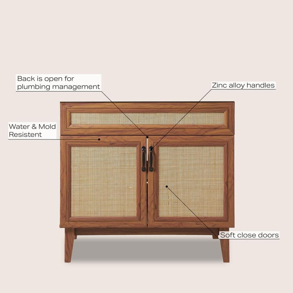 JONATHAN Y Javer W. 18 in. D 33 in. H Rattan 2-Shelf Bath Vanity Cabinet without Top (Sink Basin not Included) (3)