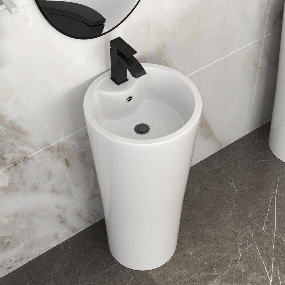 YSQCAR 5 in. D x 15 in. W Round Pedestal Bathroom Sink Base in White Ceramic (2)