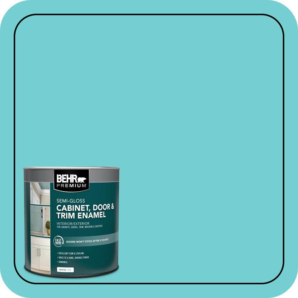 BEHR PREMIUM 1 qt. #P460-3 Soft Turquoise Semi-Gloss Enamel Interior/Exterior Cabinet, Door & Trim Paint