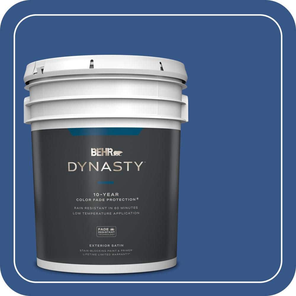 BEHR DYNASTY 5 gal. #S-G-590 Southern Blue Satin Enamel Exterior Stain-Blocking Paint & Primer