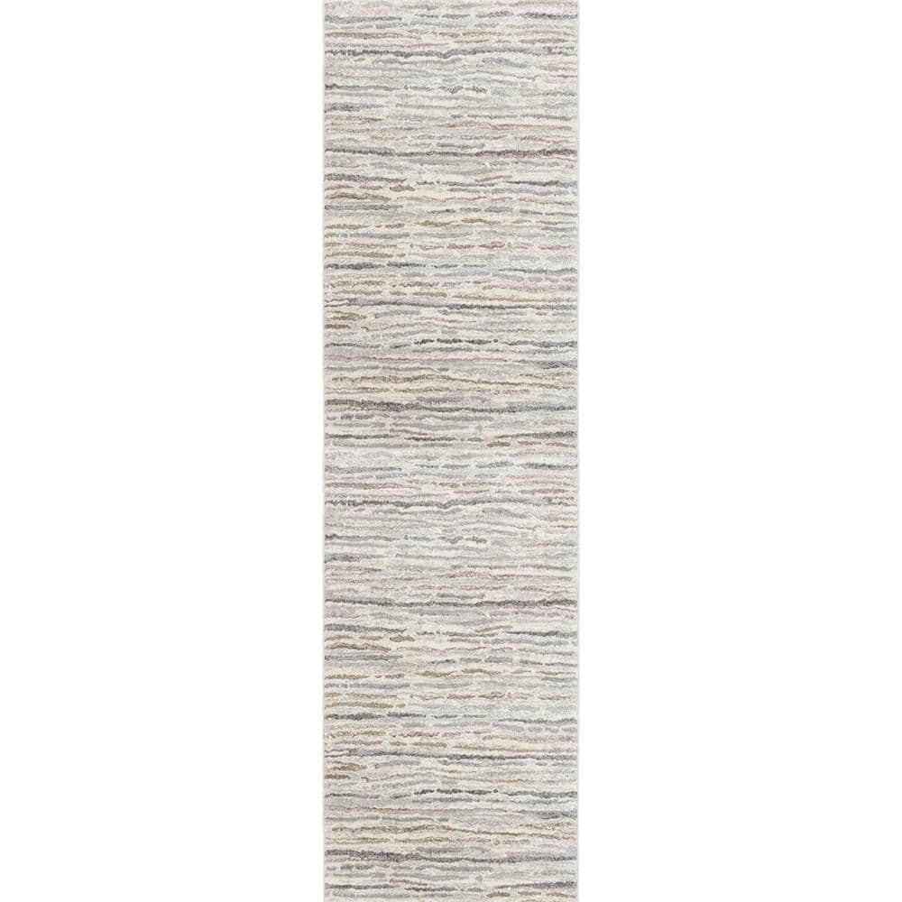 Home Decorators Collection Shoreline Ivory/Gray 2 ft. x 7 ft. Striped Runner Rug