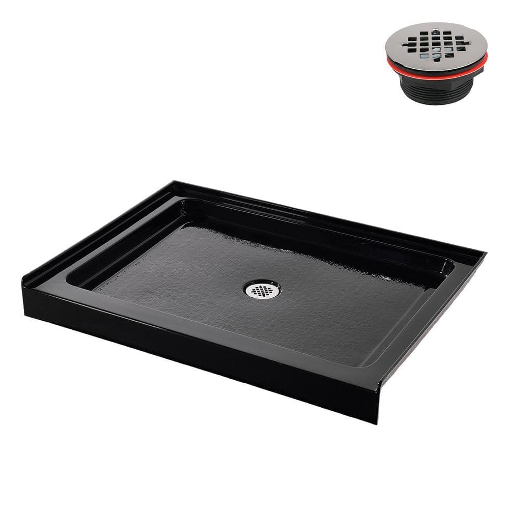 Streamline GB-2505-24-BL 48 in. 30 in. Alcove Acrylic Shower Pan Base with Drain, Drain Included (4)
