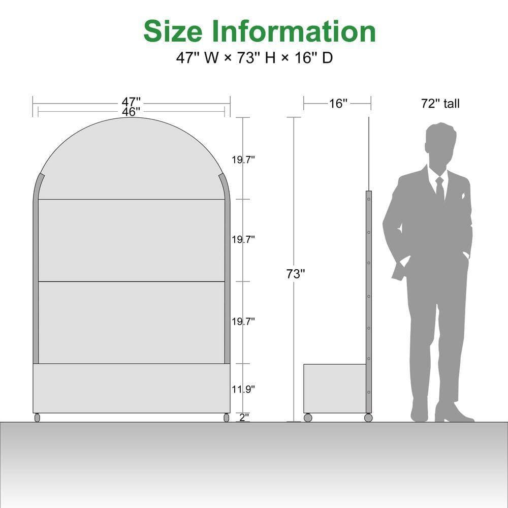 Lirago 72 in. x 47 in. Arch Black Outdoor Metal Privacy Screen Raised Planter Box Wall Decor (2)