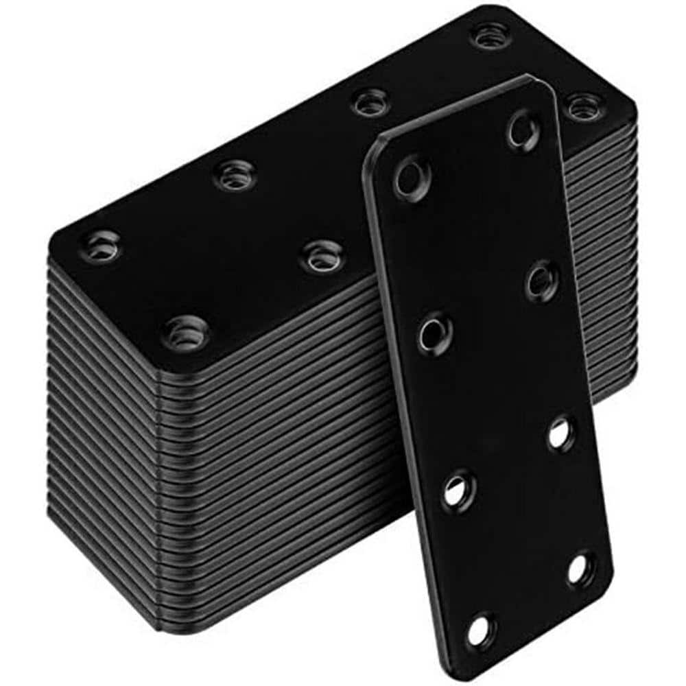 KIWDZFU 4 x 1-1/2 Black Carbon Steel Mending Plates Straight Connector for Wood 20 Pack (1)