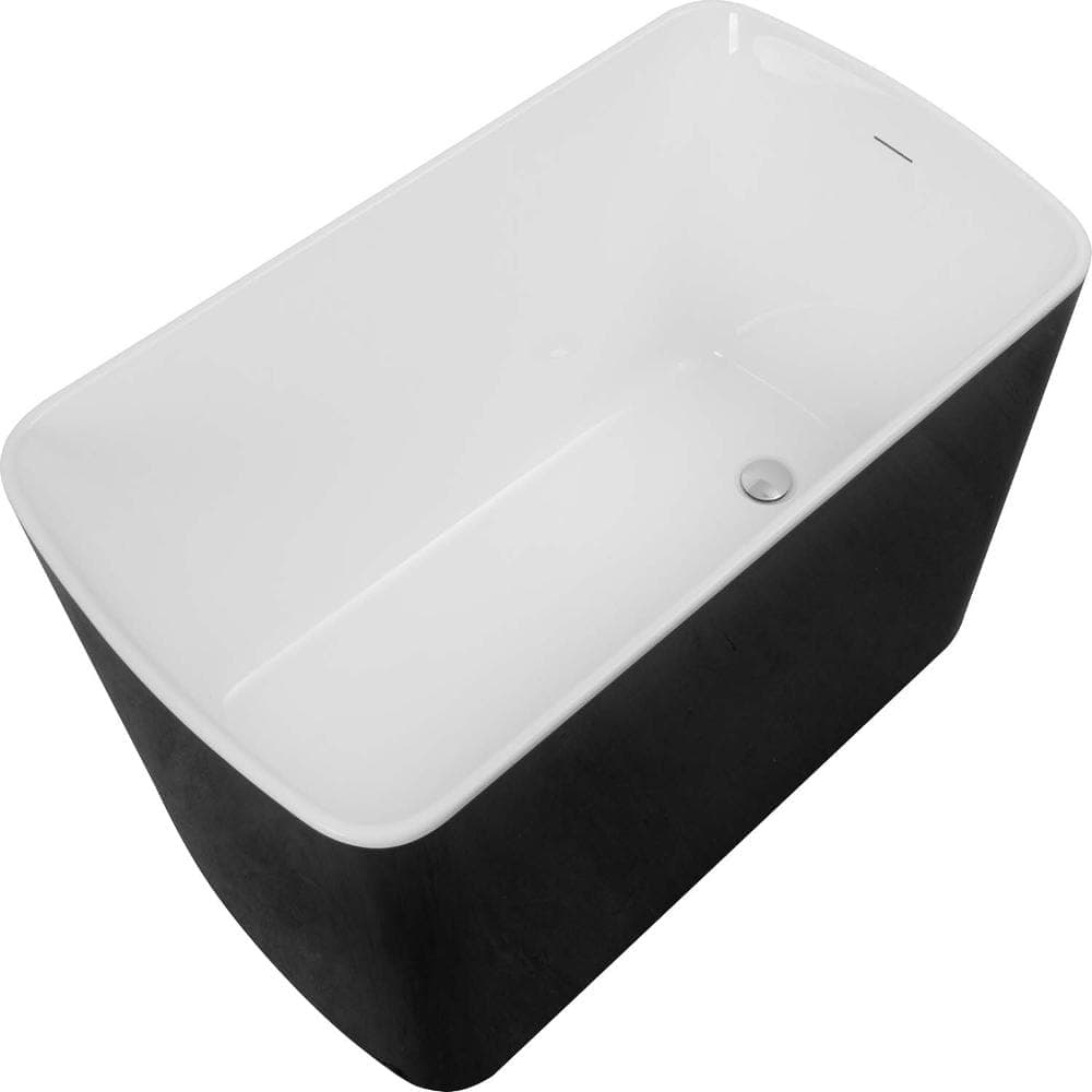 INSEEDE SORA 49 in. Acrylic Japanese Soaking Freestanding Bathtub No Seat, with Drain and Overflow in Black White Easy-Clean (1)