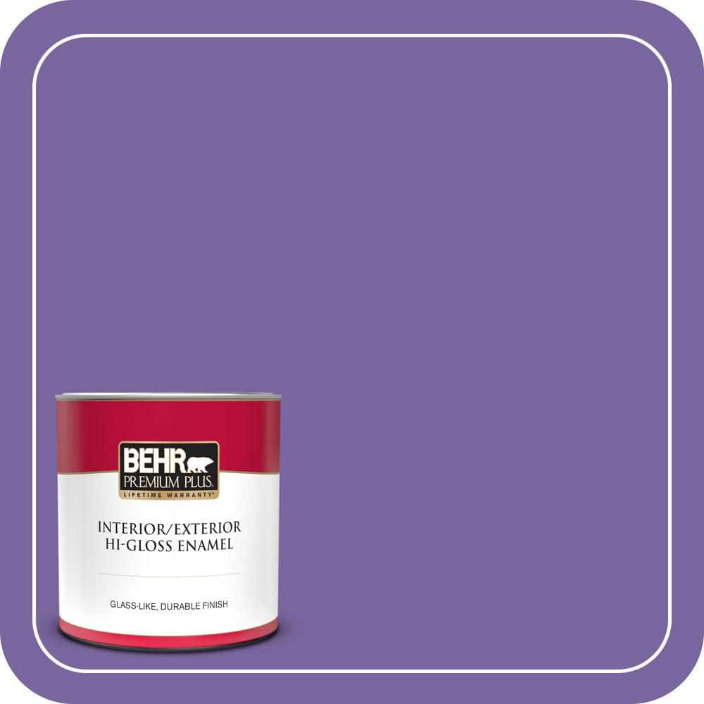 BEHR PREMIUM PLUS 1 qt. #PPU16-03 Purple Paradise Hi-Gloss Enamel Interior/Exterior Paint & Primer