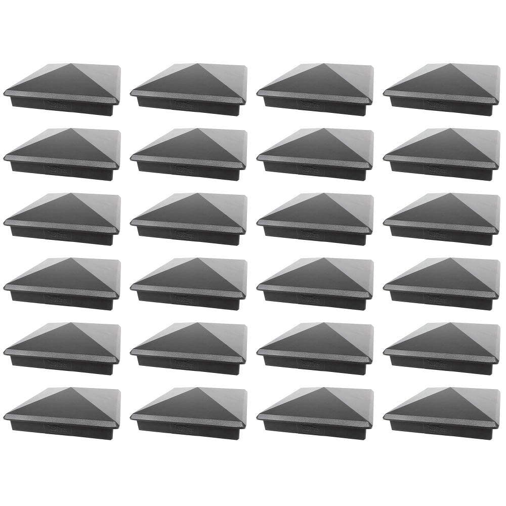 Decorex Hardware 6.0" x 6.0" Aluminium Pyramid Post Cap for True 6.0" x 6.0" Wood Posts – Heavy-Duty Black Outdoor Deck & Fence - 24 Pack