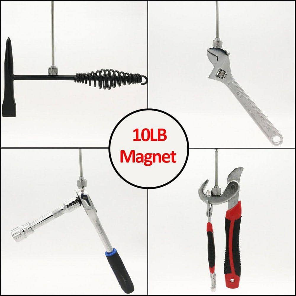Justincity Telescopic 6.7 to 30 in. Magnetic Pickup Tool 10 lb. Magnet Stick Extendable with Pocket Clip Durable (2)