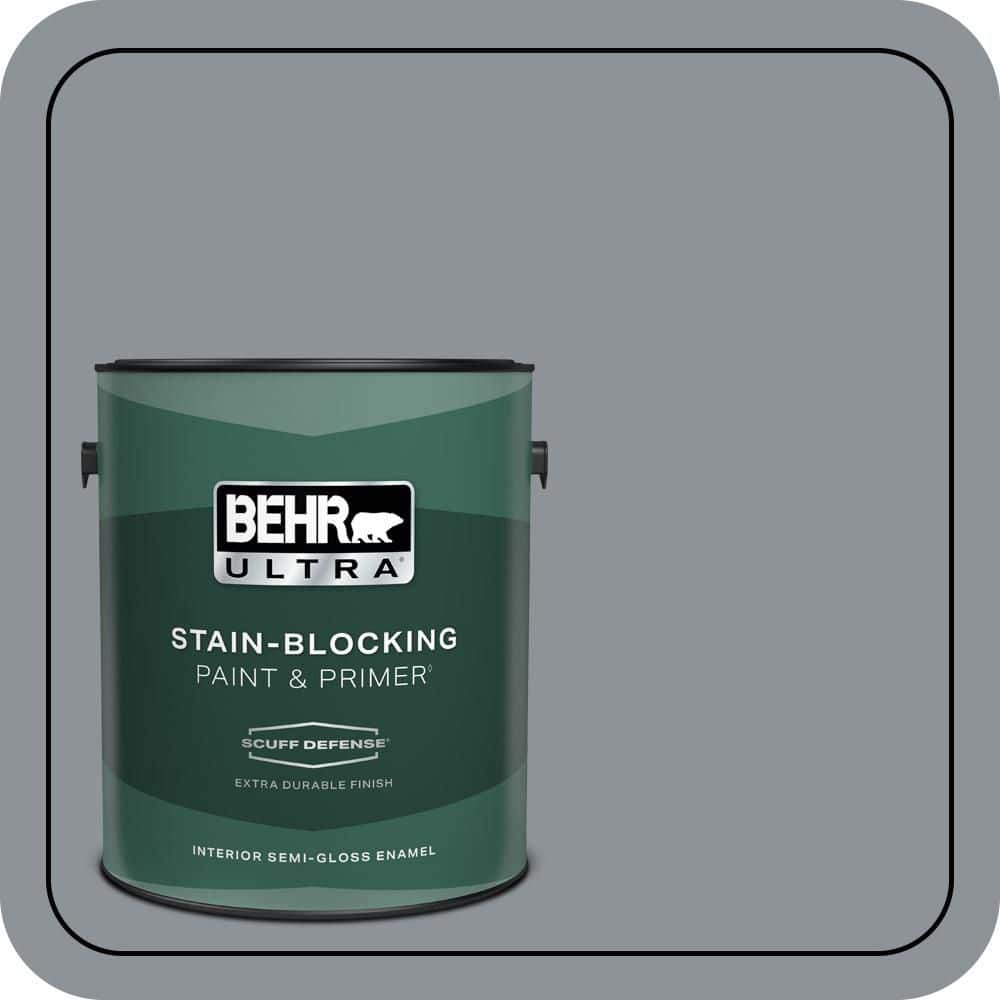 BEHR ULTRA 1 gal. #PPU18-04 Dark Pewter Extra Durable Semi-Gloss Enamel Interior Paint & Primer