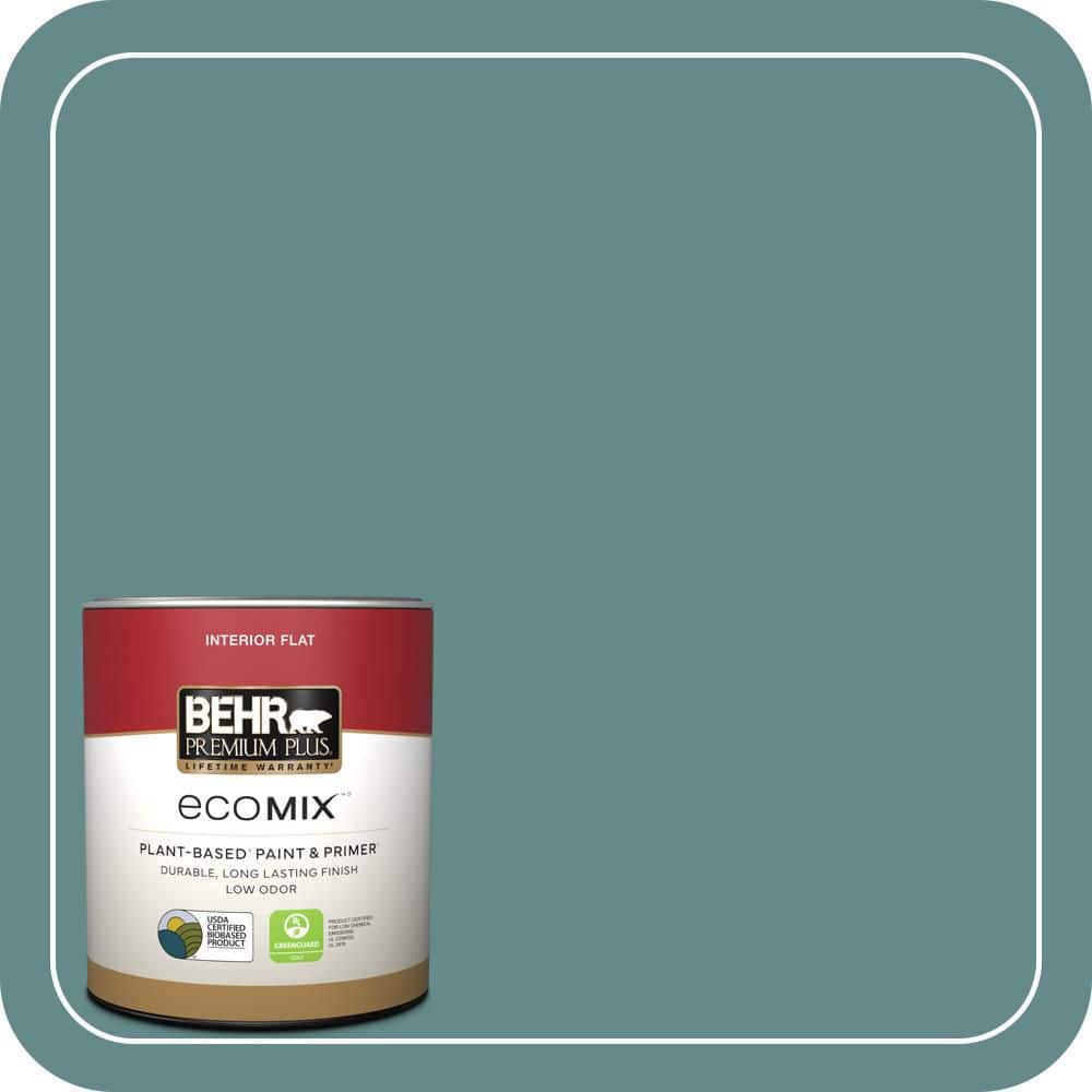 BEHR PREMIUM PLUS 1 qt. #S440-5 Tasmanian Sea Flat EcoMix Plant-Based Interior Paint & Primer (1)