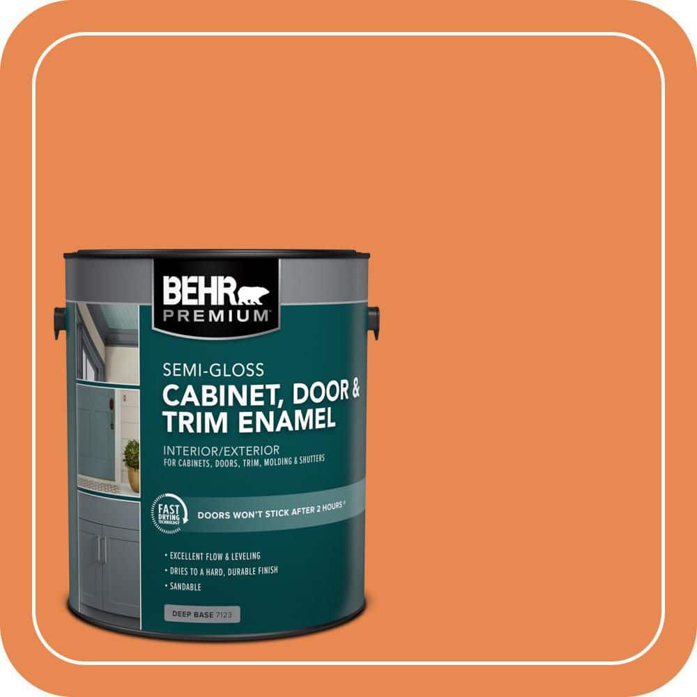 BEHR PREMIUM 1 gal. #P210-6 Mandarin Semi-Gloss Enamel Interior/Exterior Cabinet, Door & Trim Paint (1)