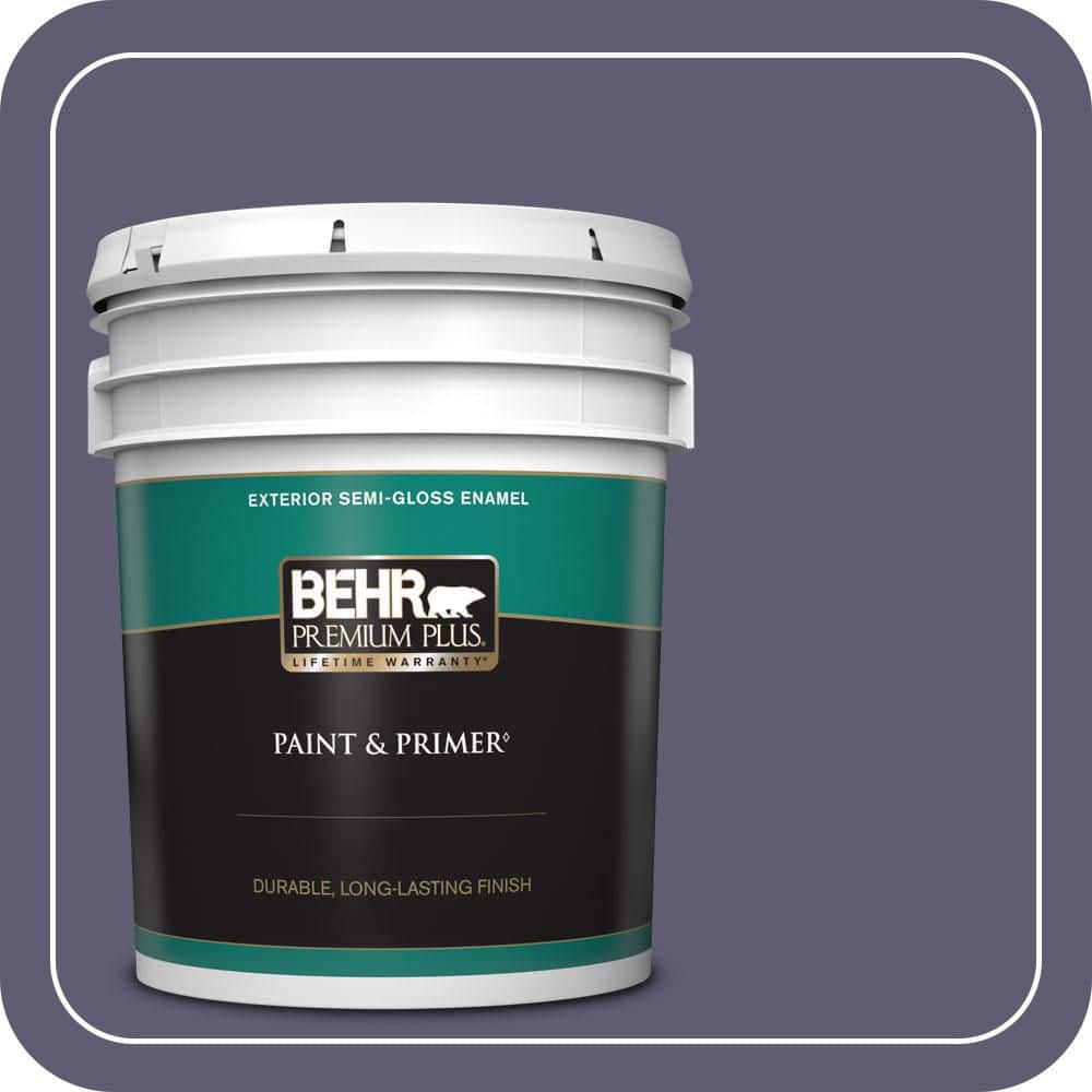BEHR PREMIUM PLUS 5 gal. #PMD-90 Luscious Purple Semi-Gloss Enamel Exterior Paint & Primer