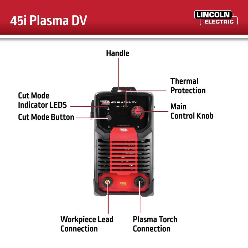 Lincoln Electric Weld-Pak 45i Plasma DV, 45 Amps, 120-Volt/230-Volt, Plasma Cutter for Steel, Stainless, Aluminum and Expanded Metal (3)