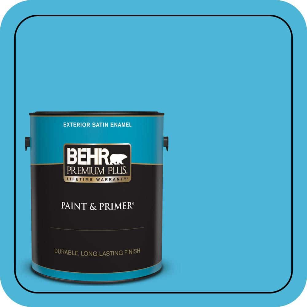 BEHR PREMIUM PLUS 1 gal. #P490-4 Aztec Sky Satin Enamel Exterior Paint & Primer
