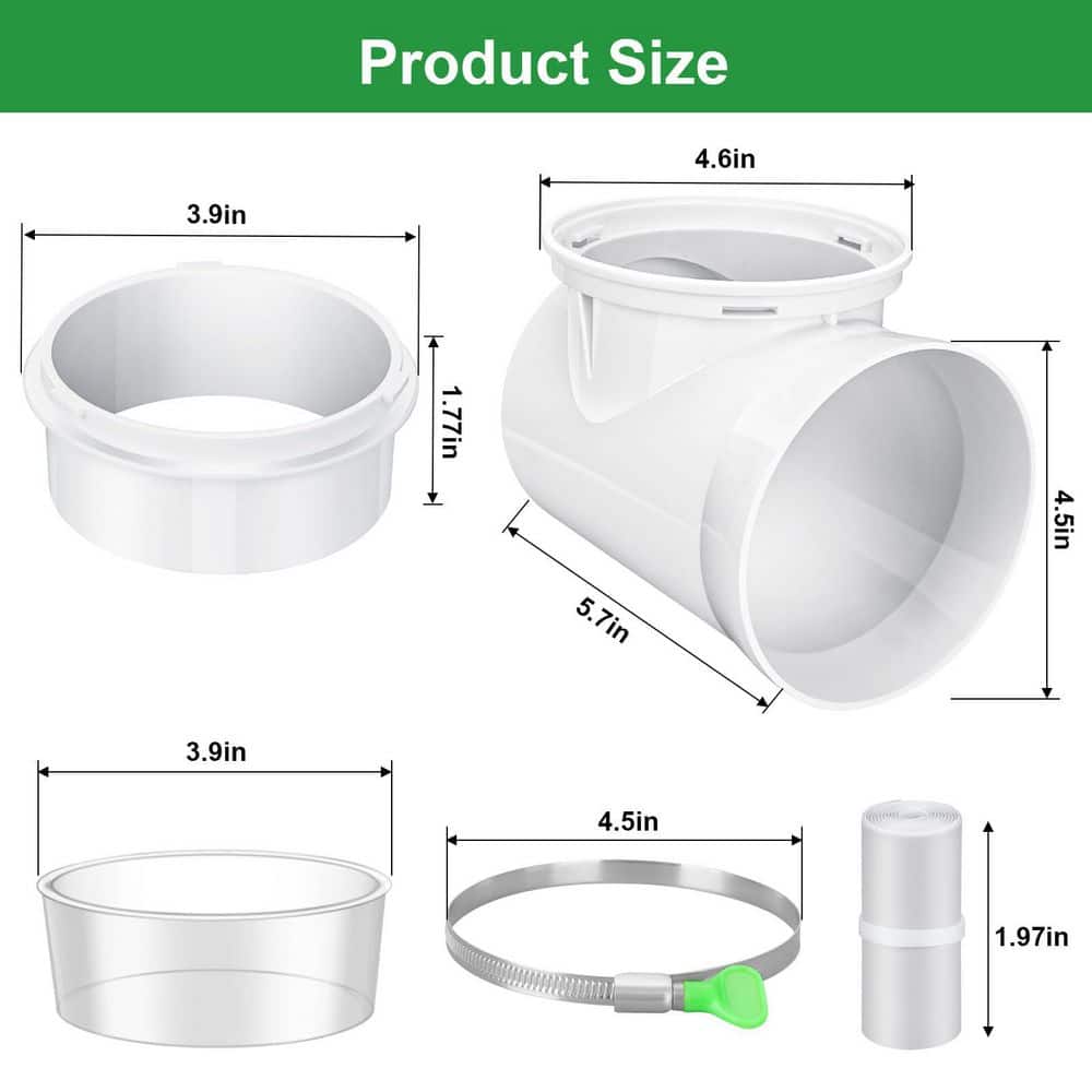 Helhom 90 Degree Dryer Vent Tight-Fit Connector Elbow Kit, White ABS, 4 in., 1-Pack (2)