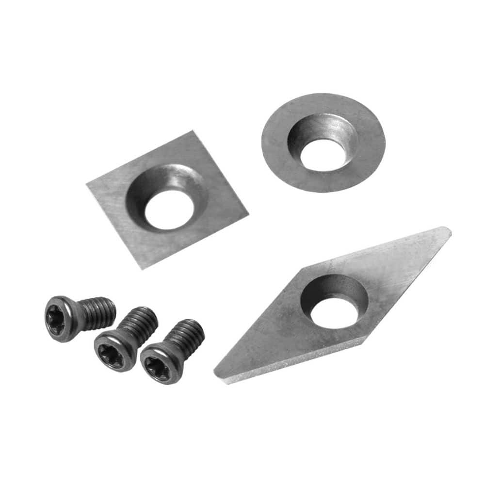 ‎POWERTEC 6-Piece Tungsten Carbide Cutter Insert Set for Wood Lathe Tools with 11mm Flat Square, 12mm Round and 10 x 28mm Diamond (1)