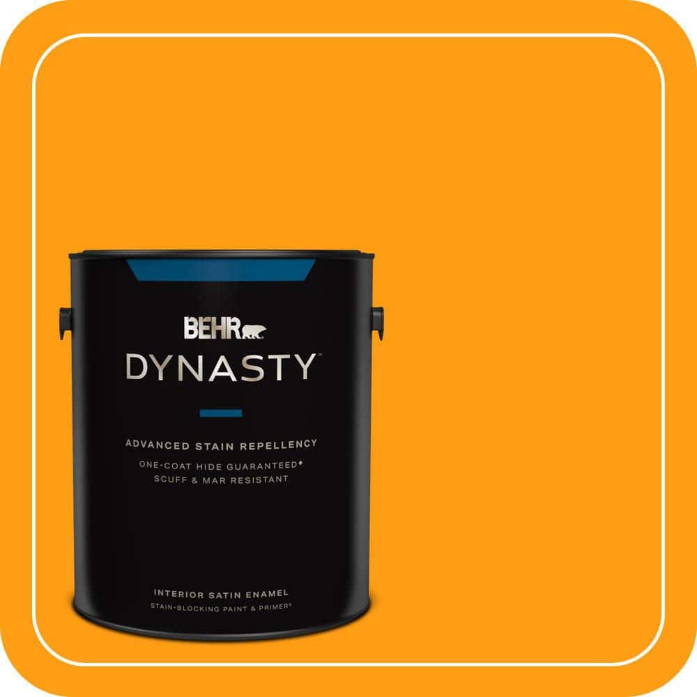 BEHR DYNASTY 1 gal. #S-G-290 Orange Peel Satin Enamel Interior Stain-Blocking Paint and Primer