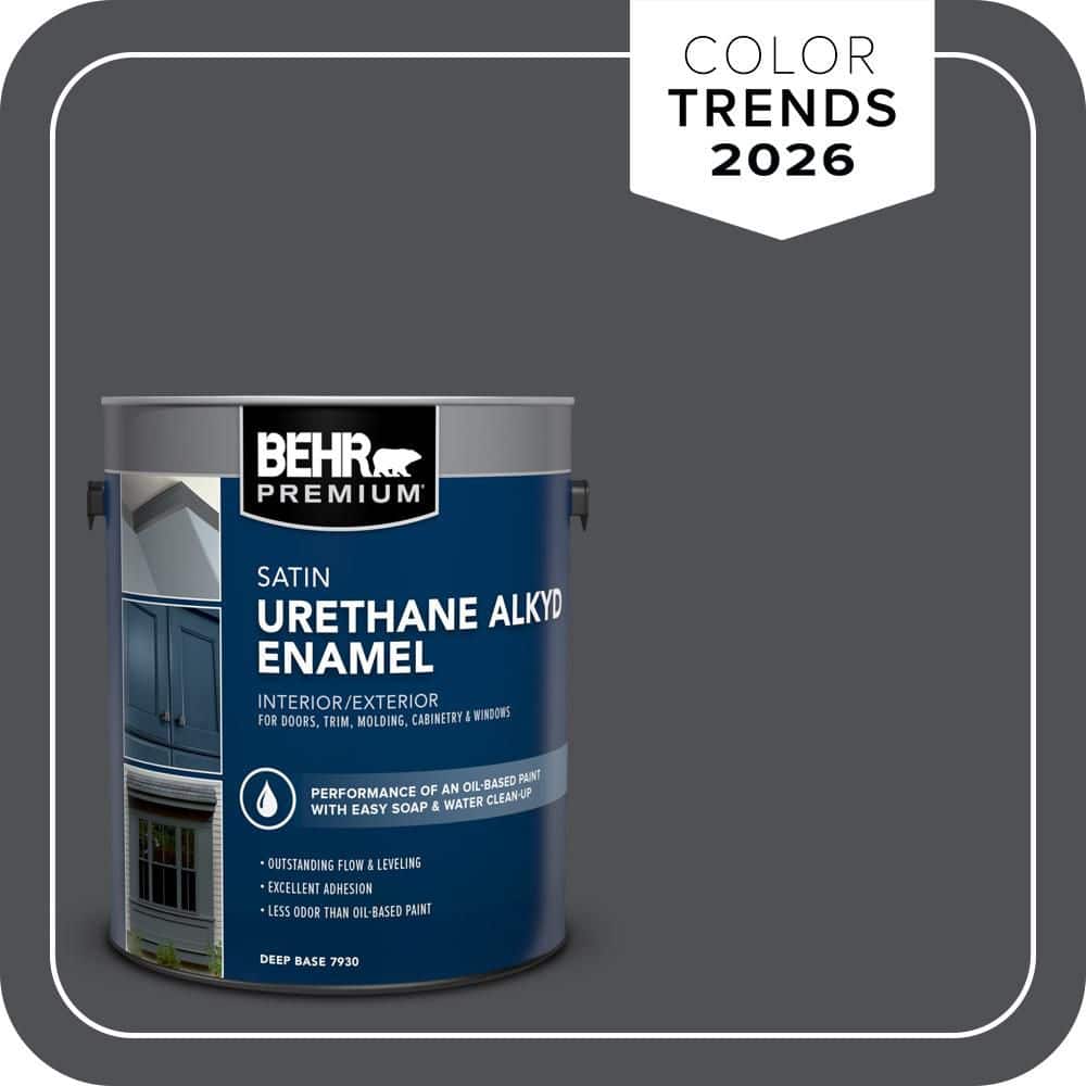 BEHR PREMIUM 1 gal. #PPU18-01 Cracked Pepper Urethane Alkyd Satin Enamel Interior/Exterior Paint (1)