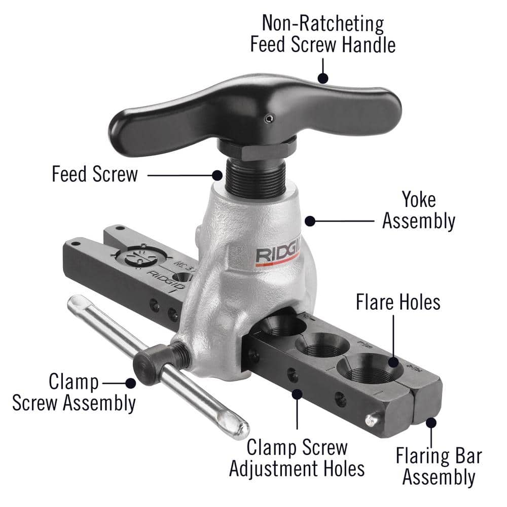RIDGID 3/16 in. to 3/4 in. Model 377 Heavy-Duty Manual 37 Degree Flaring Tool for Copper, Brass, Aluminum, Steel Pipe & Tubing (3)