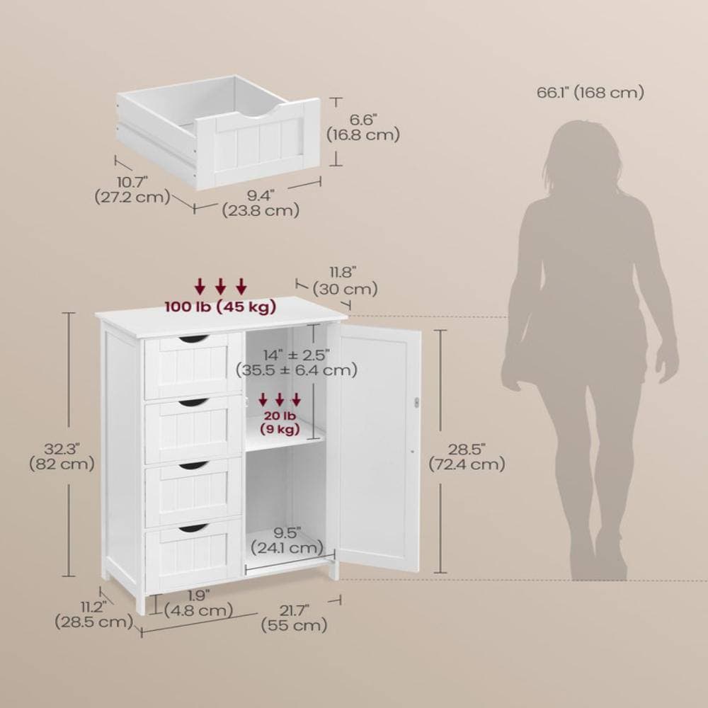 Whatseaso 21.7 in. W x 11.8 in. D x 32.3 in. H Cloud White Linen Cabinet (2)