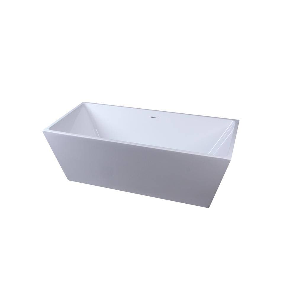 Unbranded Timeless Home 67 in. x 31.5 in. Soaking Bathtub with Center Drain in Glossy White (2)