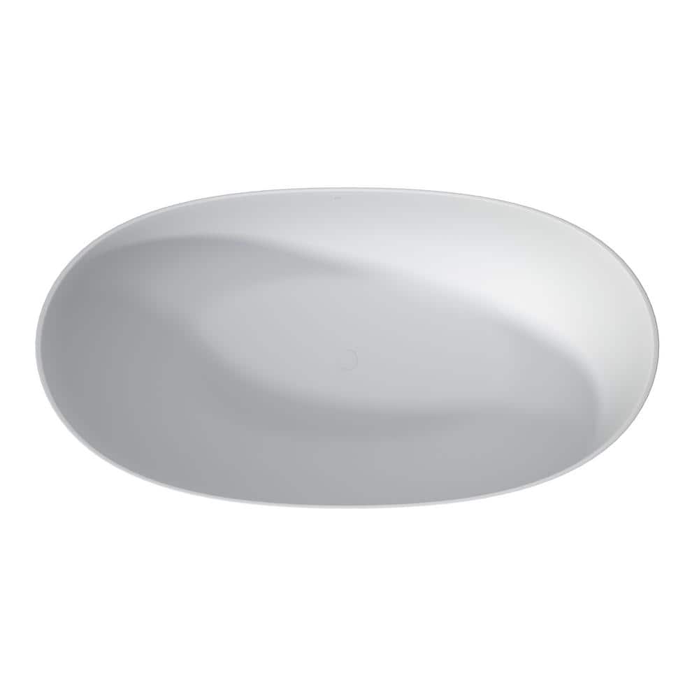 Boosicavelly 65 in. x 34 in. Stone Resin Solid Surface Freestanding Soaking Bathtub in White (3)