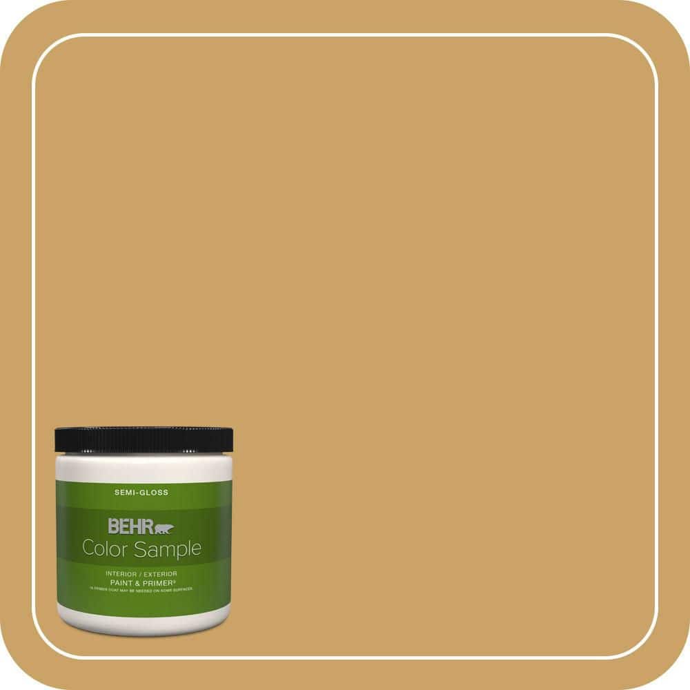 BEHR PREMIUM PLUS 8 oz. #PPU6-17 Classic Gold Semi-Gloss Interior/Exterior Paint & Primer Color Sample
