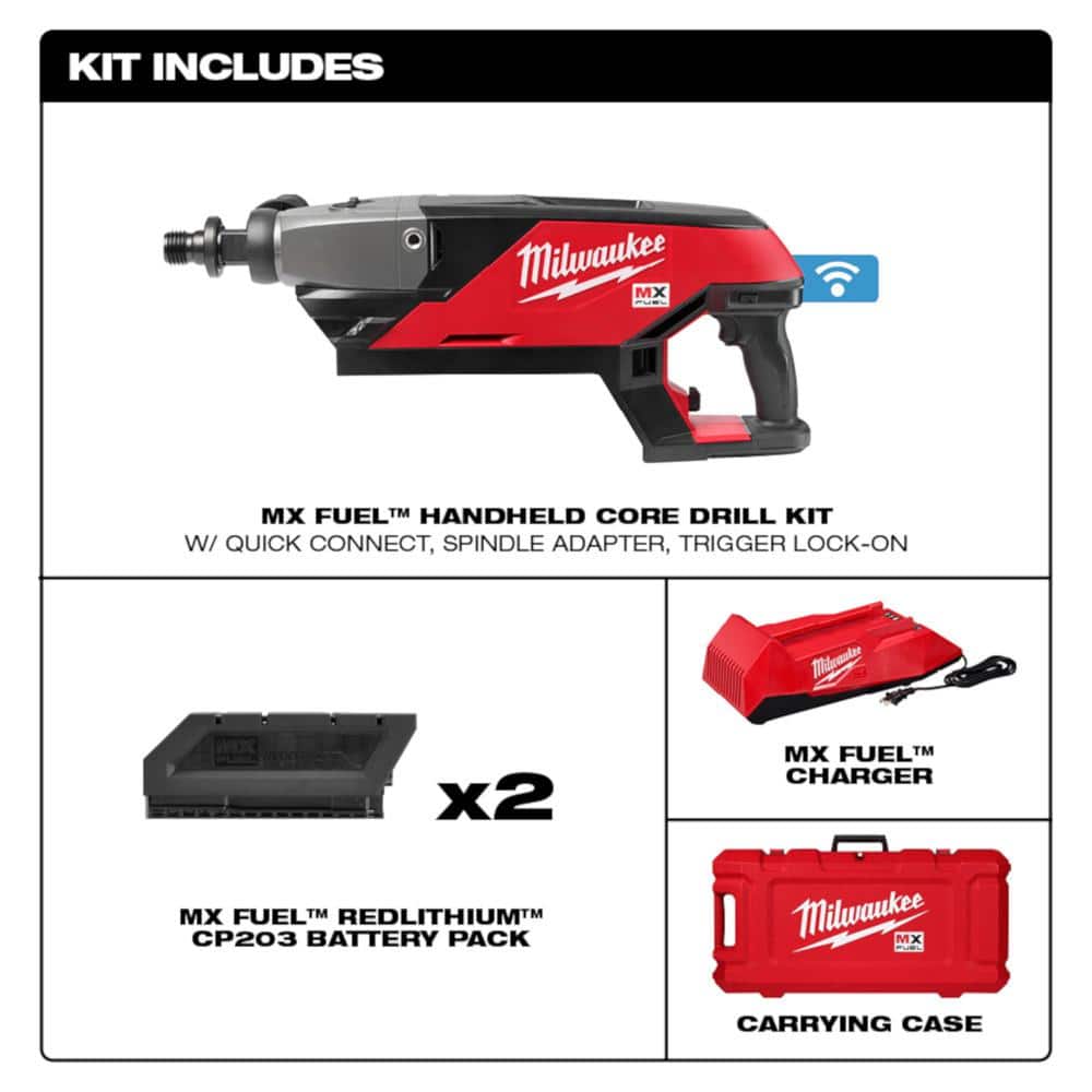Milwaukee MX FUEL Lithium-Ion Cordless Handheld Core Drill Kit with 2 Batteries and Charger (2)