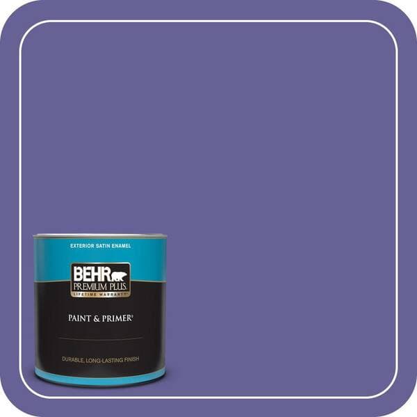 BEHR PREMIUM PLUS 1 qt. #T15-13 Prime Purple Satin Enamel Exterior Paint & Primer (2)