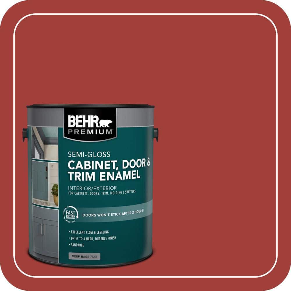 BEHR PREMIUM 1 gal. #PPU2-16 Fire Cracker Semi-Gloss Enamel Interior/Exterior Cabinet, Door & Trim Paint