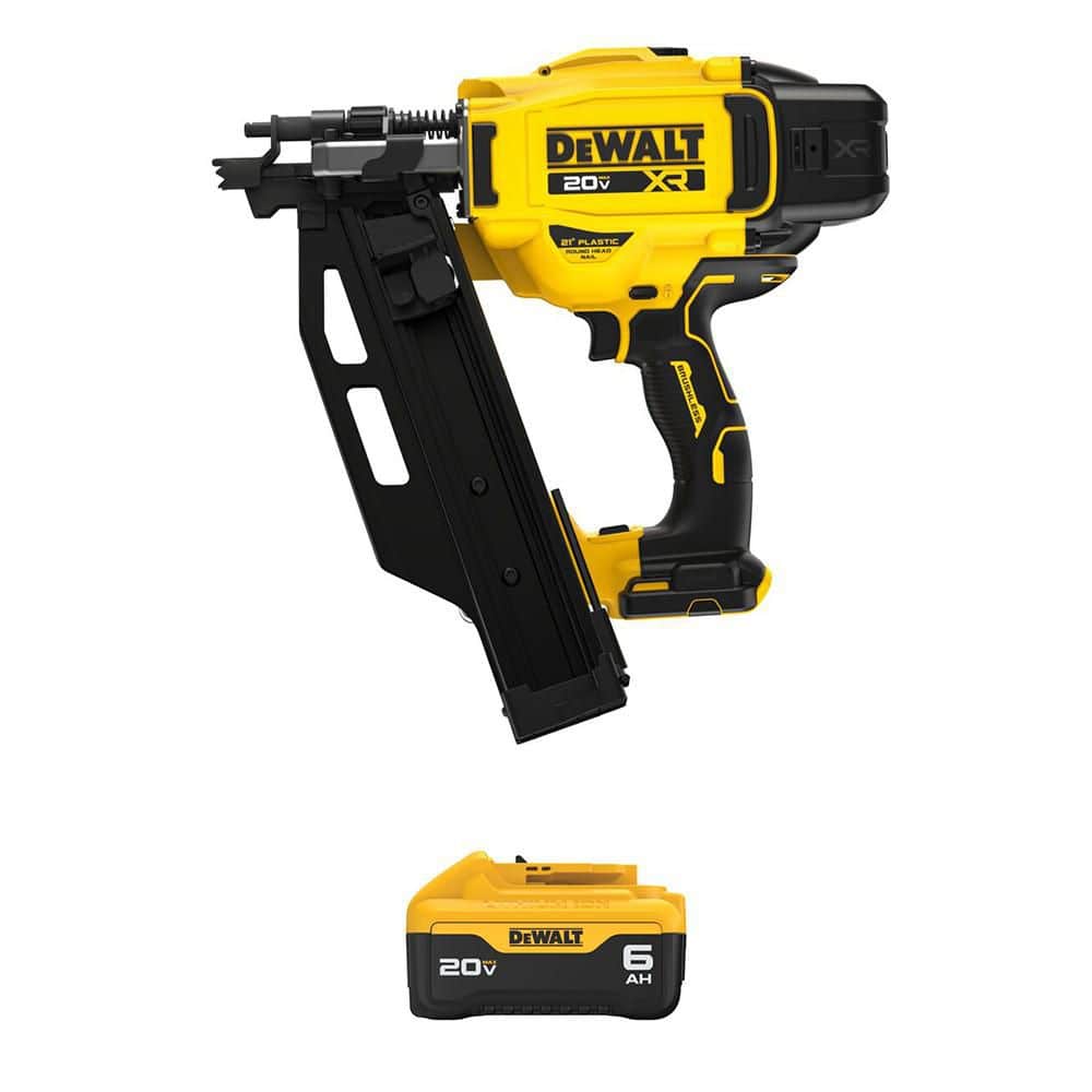 DEWALT 20-Volts Lithium-Ion 3-1/2 in. 21° Cordless Framing Nailer with 20-Volts MAX Lithium-Ion 6.0 Ah Battery Pack