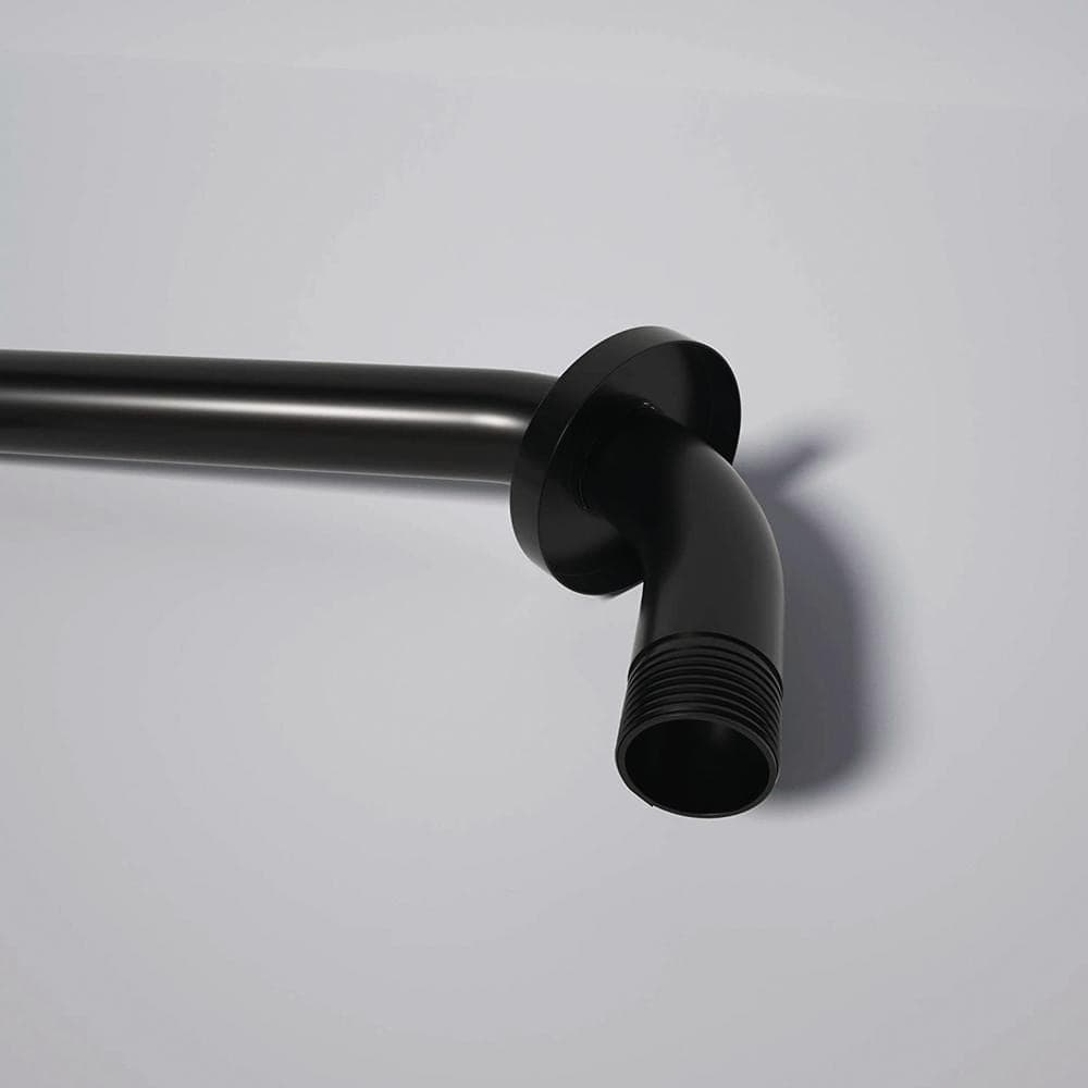 Miscool Lali 16 in. Black Shower Arm Wall Mounted Solid Brass G-1/2 in. Pipe NPT Standard Black with Flange Cover (2)