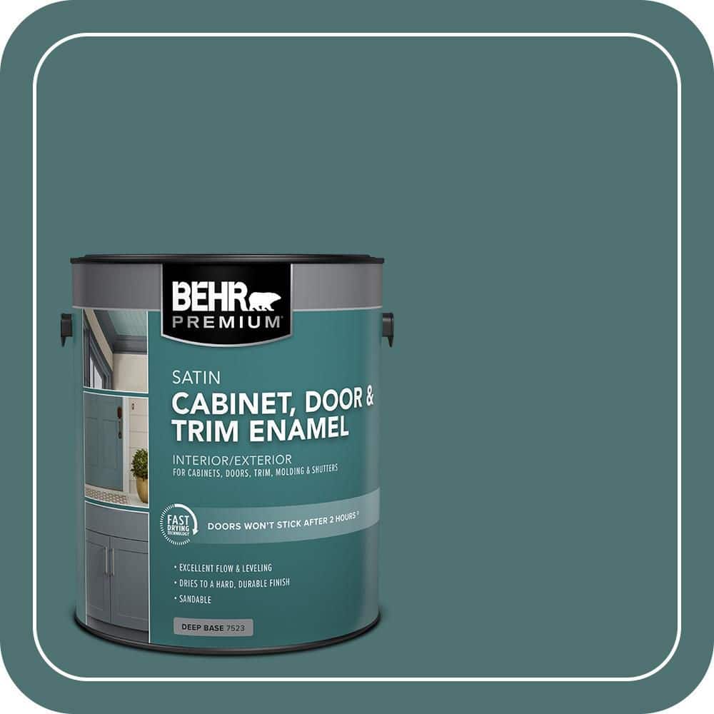 BEHR PREMIUM 1 gal. #S440-6 Tealish Satin Enamel Interior/Exterior Cabinet, Door & Trim Paint