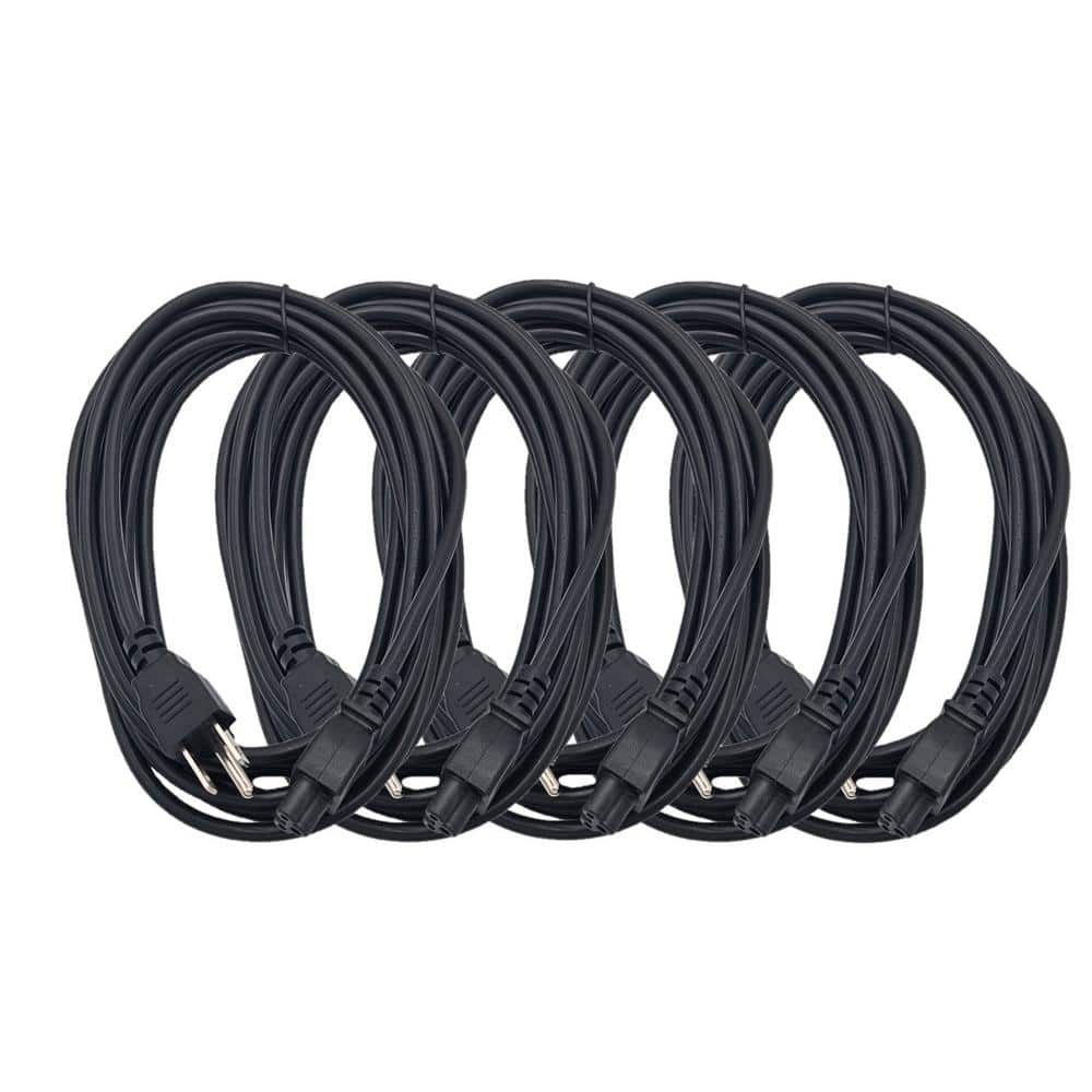 Micro Connectors, Inc 15 ft. NEMA 5-15P to C5 18 AWG 3-Prong Notebook/TV/Power Cord, UL Approved 10 Amp/Black (5-Pack)