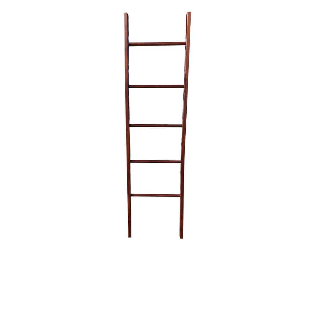 Master Garden Products 72 in. H x 21 in. W x 2.5 in. L Teak 5 Bar Ladder Towel Rack in Teak (1)