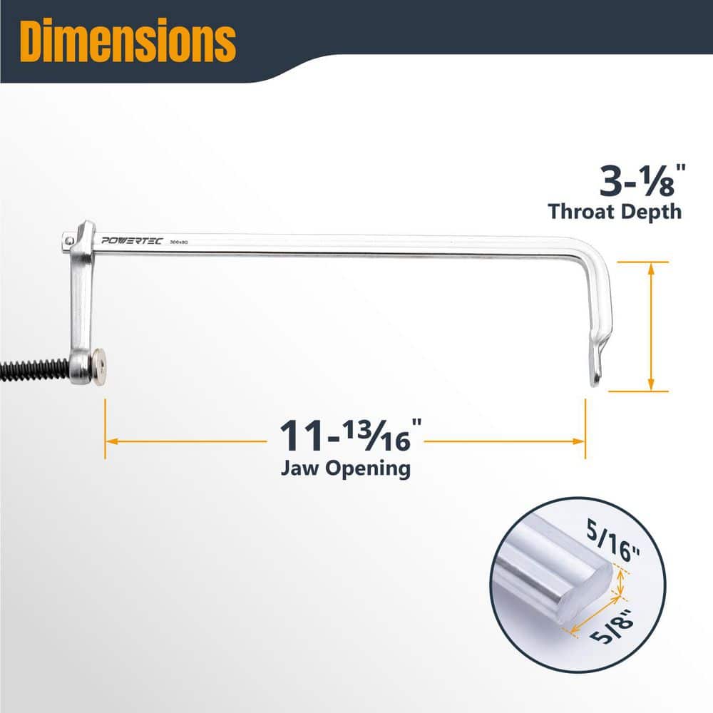 ‎POWERTEC 12 in. Heavy Duty F-Style Bar Clamps, 3-1/8 in. Throat Depth, 480 lb. Clamping Force, 11-13/16 in. Max. Opening (4-Pack) (3)