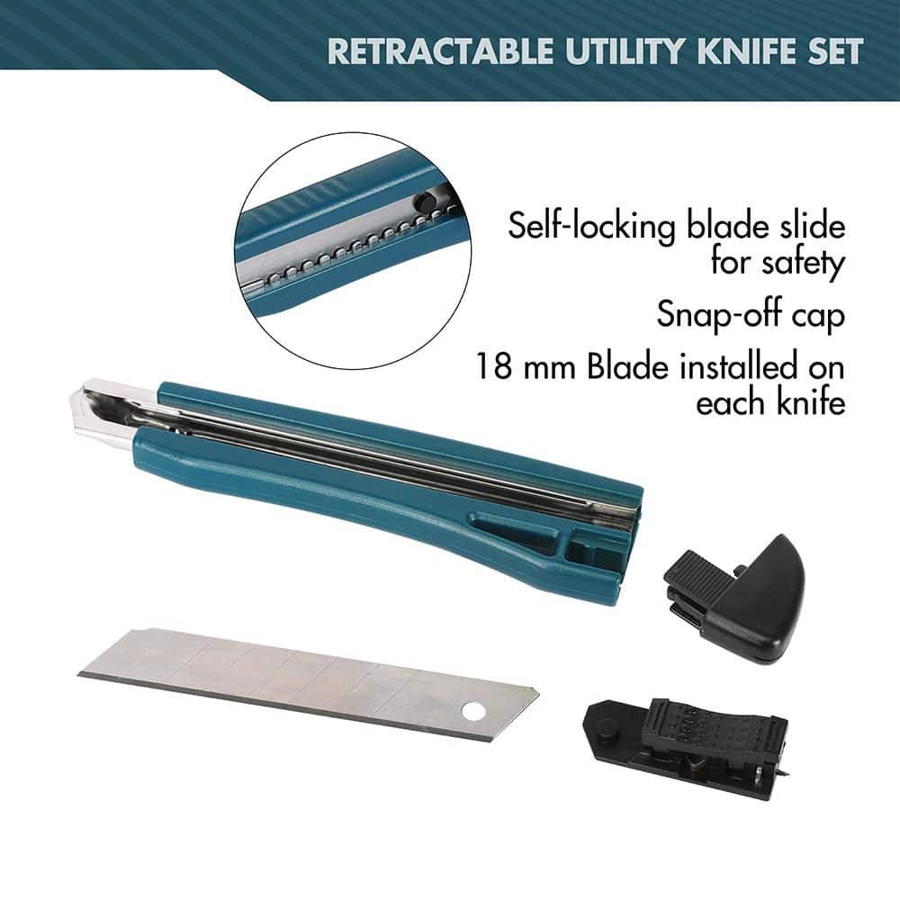 Anvil Snap and Retractable Utility Knife Set with Extra Blades (3)