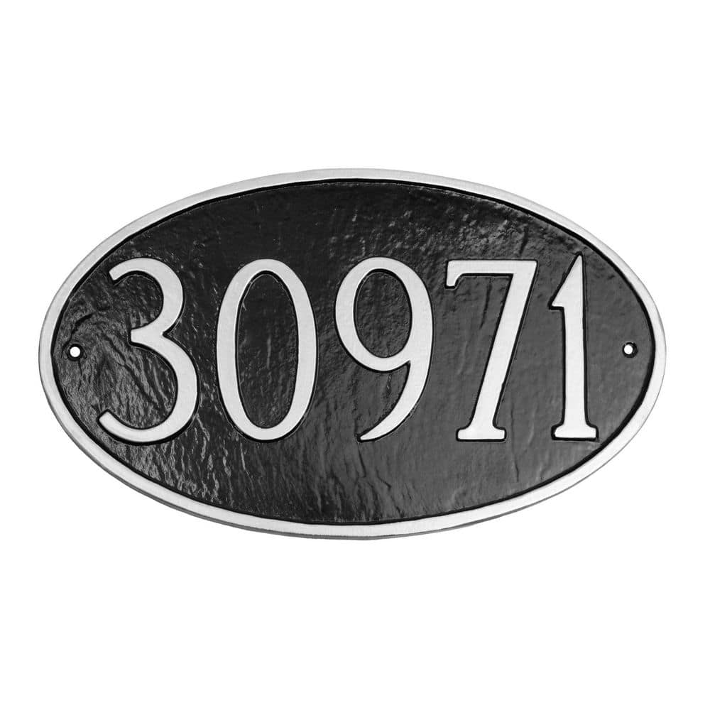 Montague Metal Products Classic Oval Standard Address Sign Plaque - Black/Silver (1)