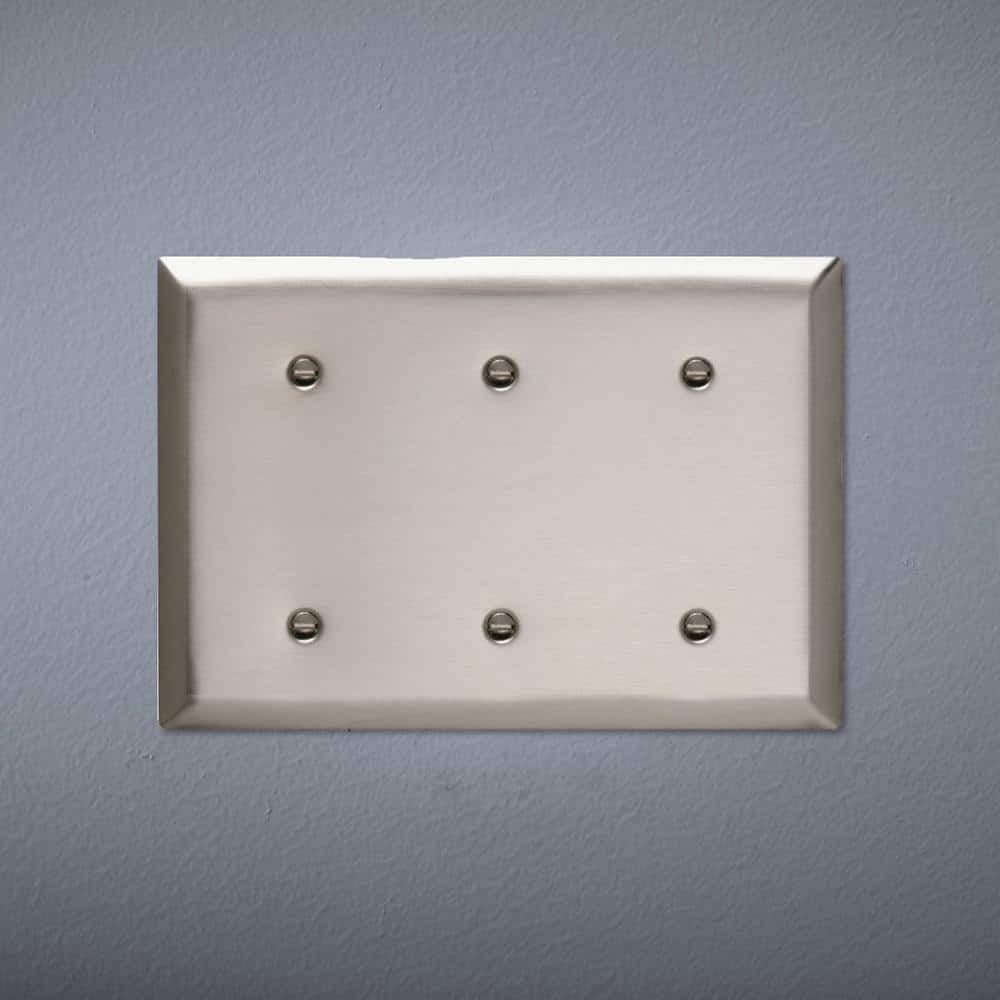 Legrand Pass & Seymour 302/304 S/S 3 Gang 3 Strap Mounted Blank Wall Plate, Stainless Steel (1-Pack) (2)