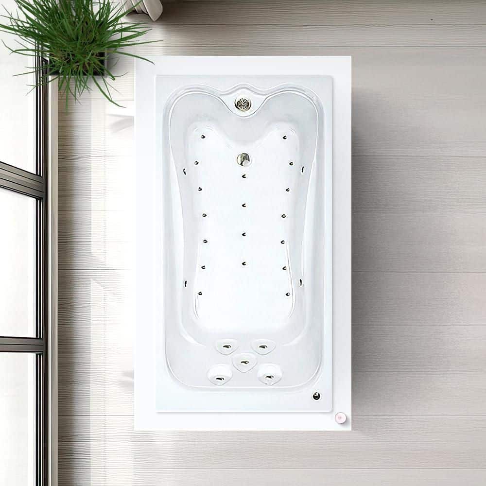 Comfortflo Premier 72 in. x 36 in. Acrylic Rectangular Drop-in Air Bathtub with Reversible Drain in White (3)