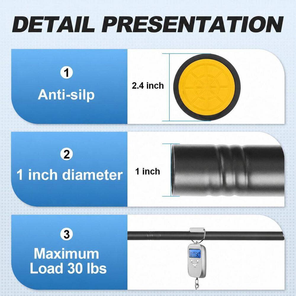 KHKFY Black Stainless Steel Adjustable Shower Curtain Rod, 31 to 80 Inches, 1 Inch Diameter with Spring Tension (3)