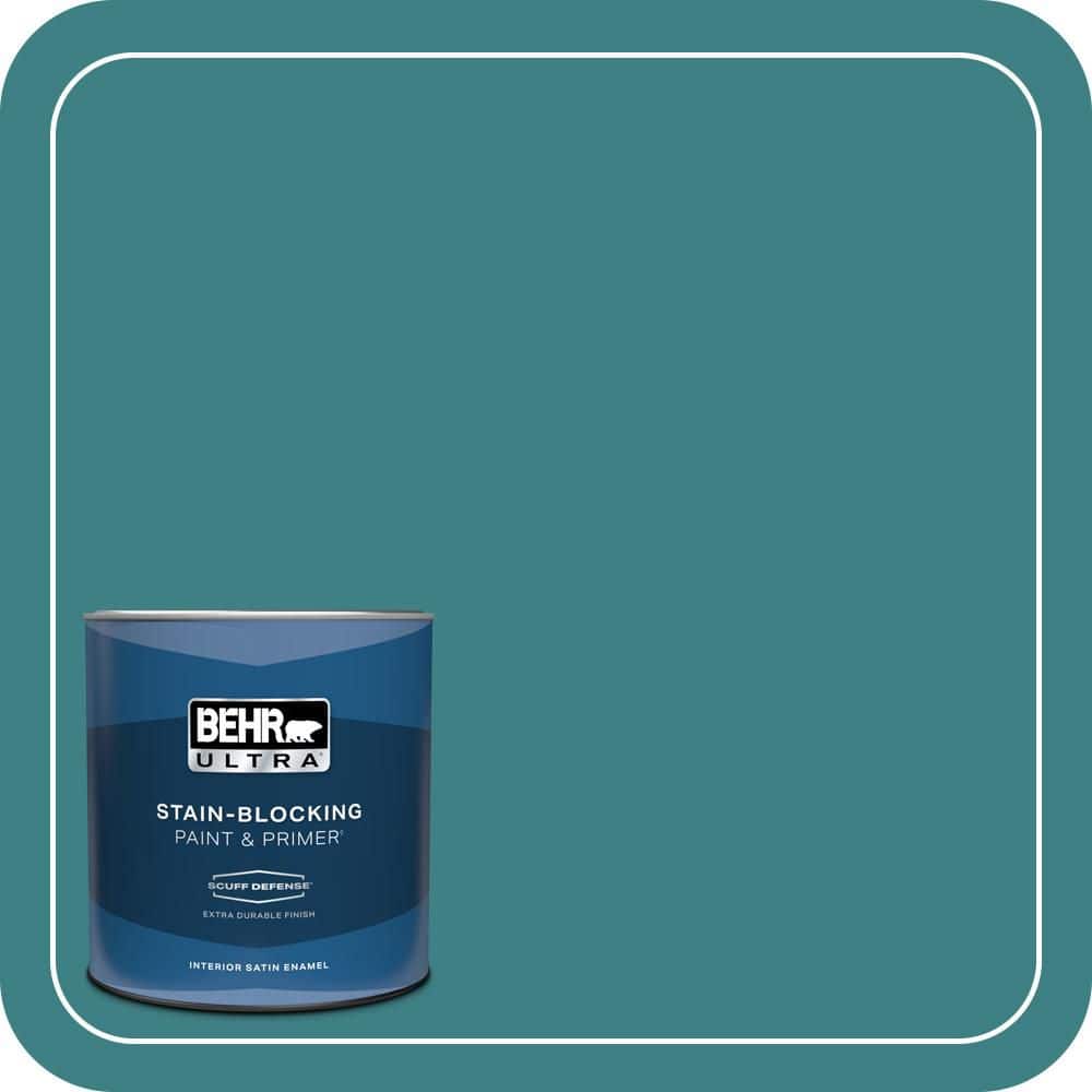BEHR ULTRA 1 qt. #510D-7 Pacific Sea Teal Extra Durable Satin Enamel Interior Paint & Primer