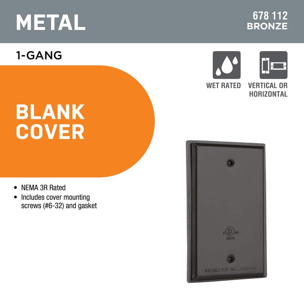 Commercial Electric 1-Gang Blank Metallic Weatherproof Outlet Cover, Bronze (3)